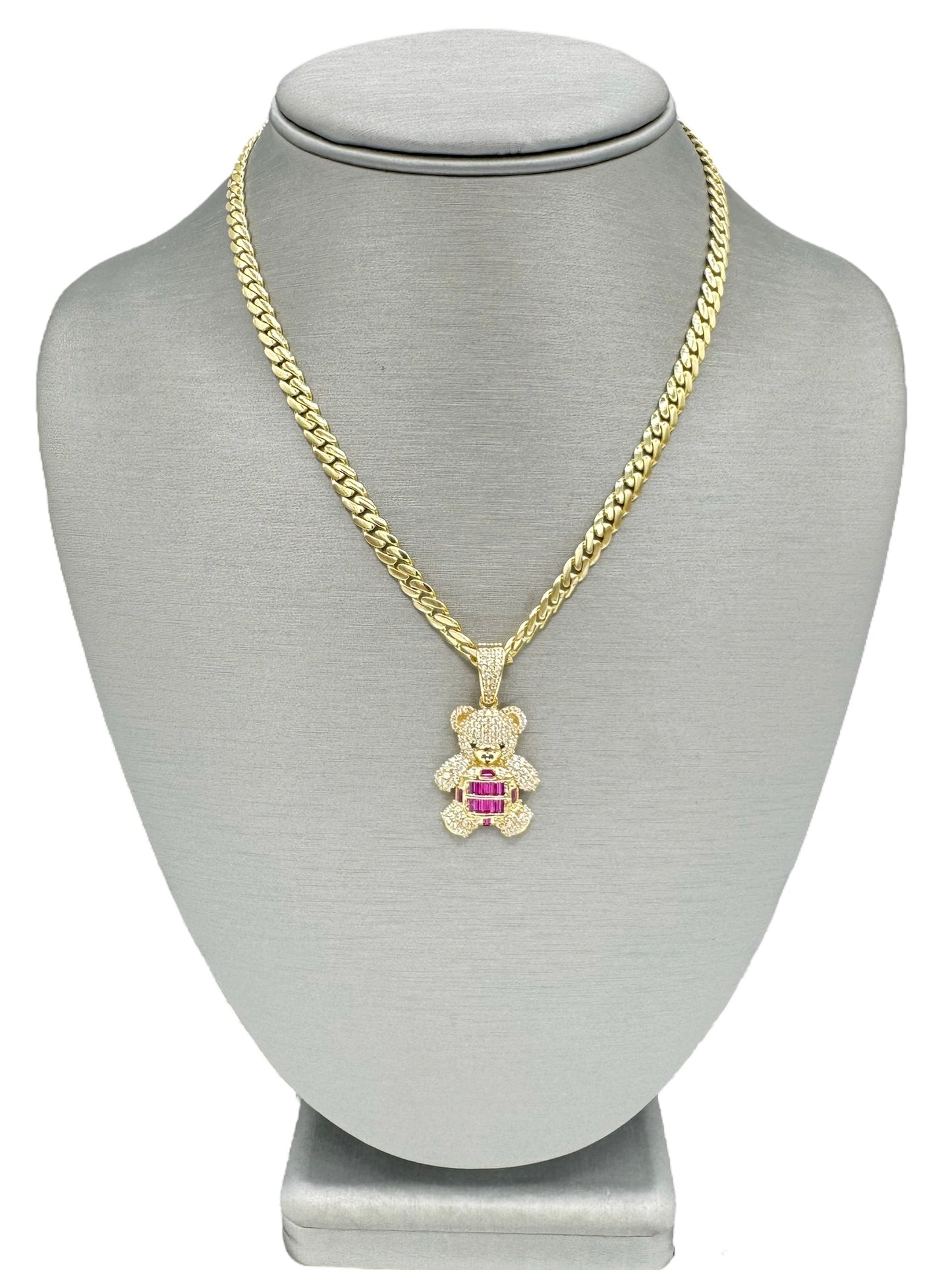 New 14K CZ Teddy Bear Pendant & Itallo Choker (16"). H.J™️