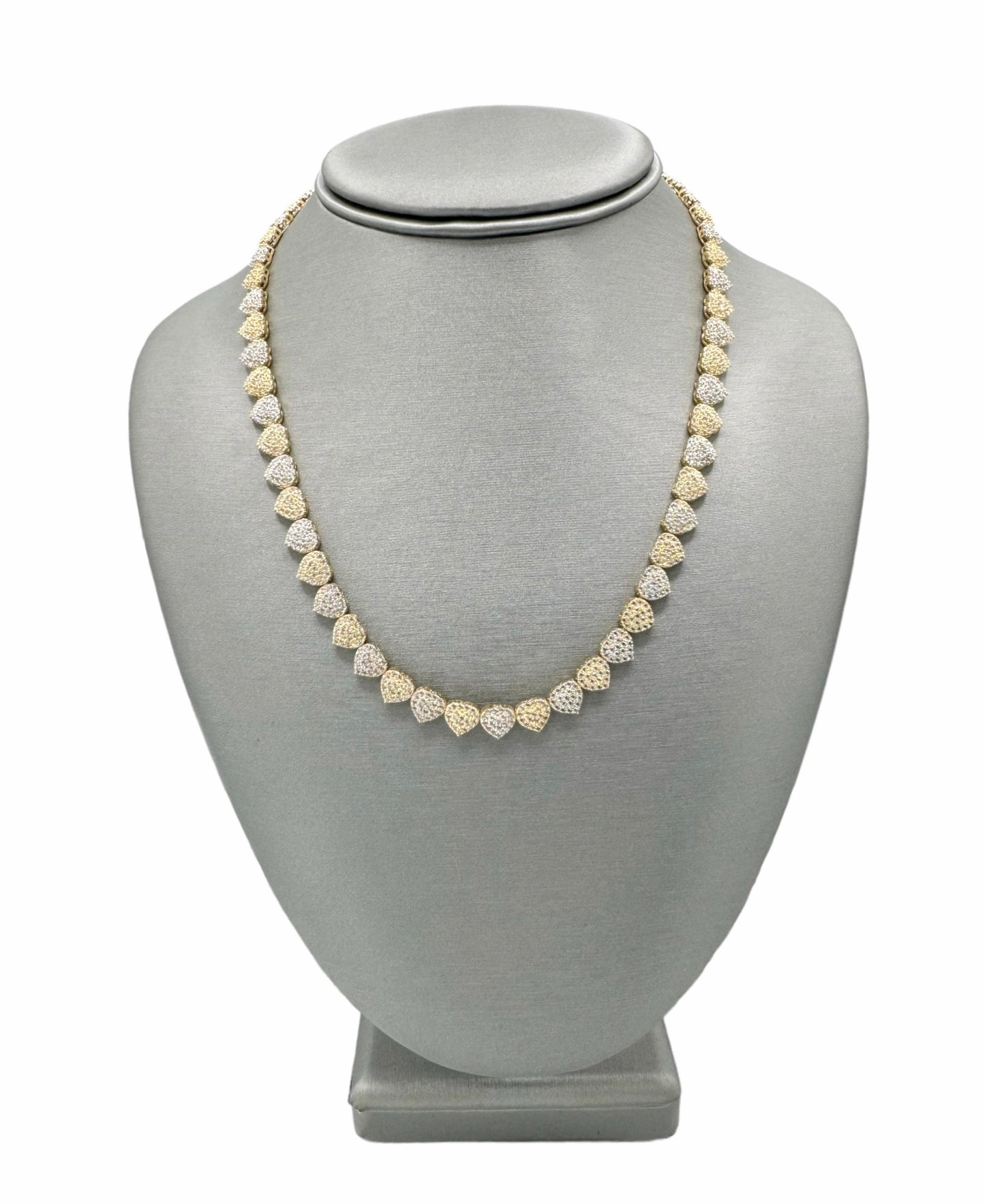 New 14K CZ Two Tone Heart Choker (18”). H.J™️