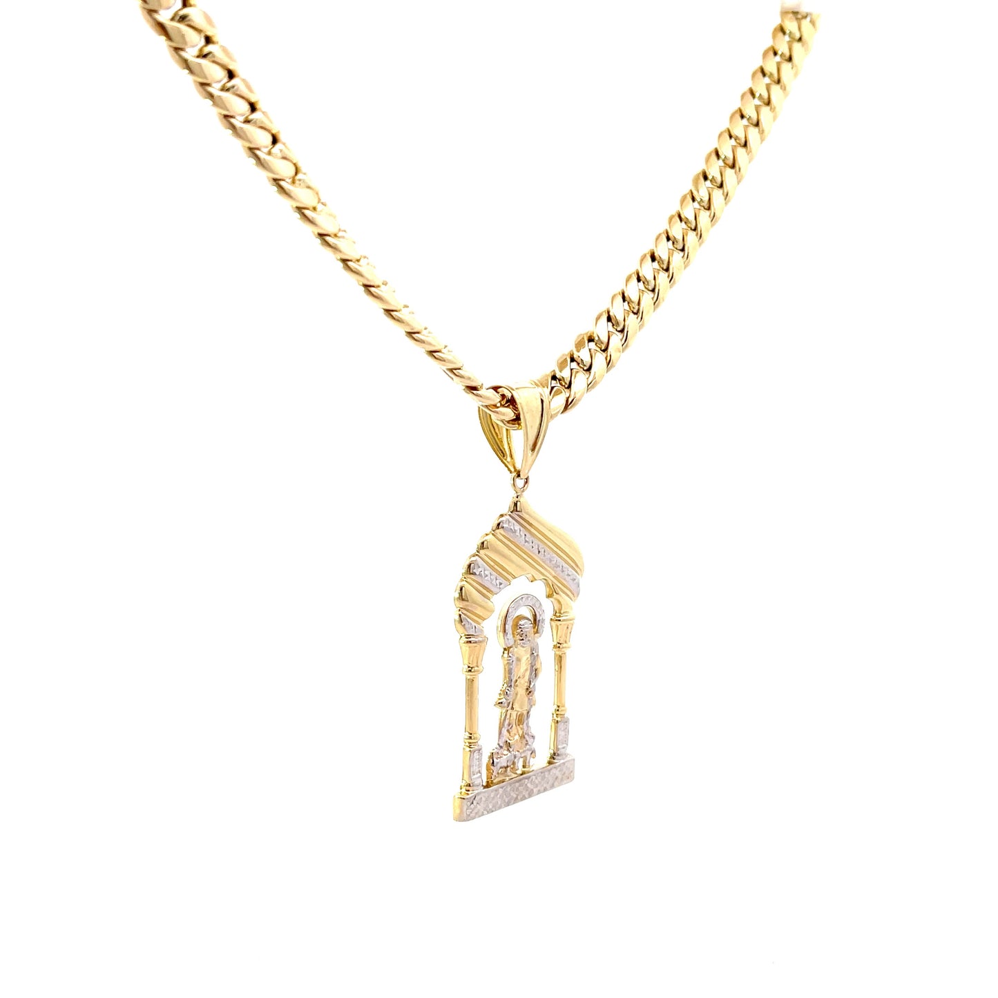 New 14k San Lazaro Pendant & Miami Cuban Choker (7.4MM) H.J™️