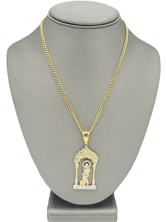 New 14K Saint Lazarus Pendant & Miami Cuban Chain. H.J™️