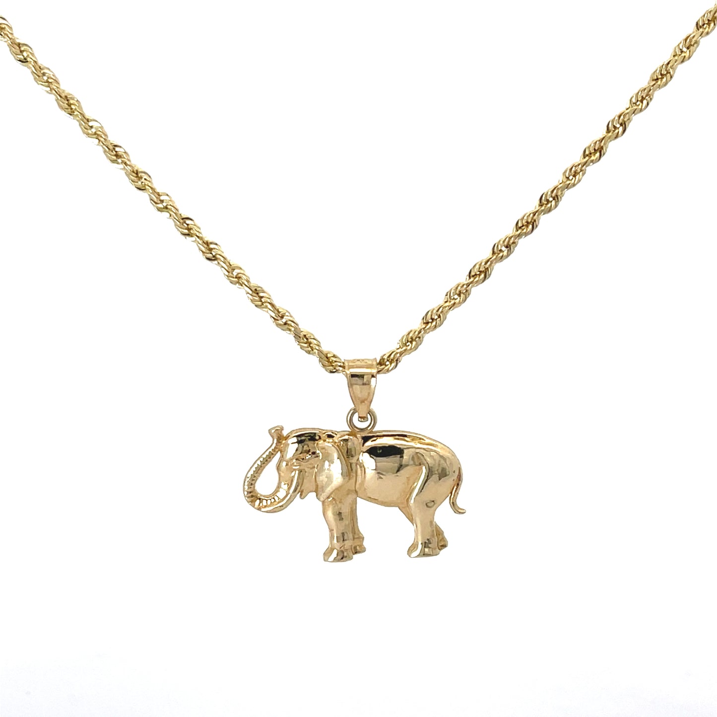 New 14k Elephant Pendant & Rope Chain (2.0MM) H.J™️