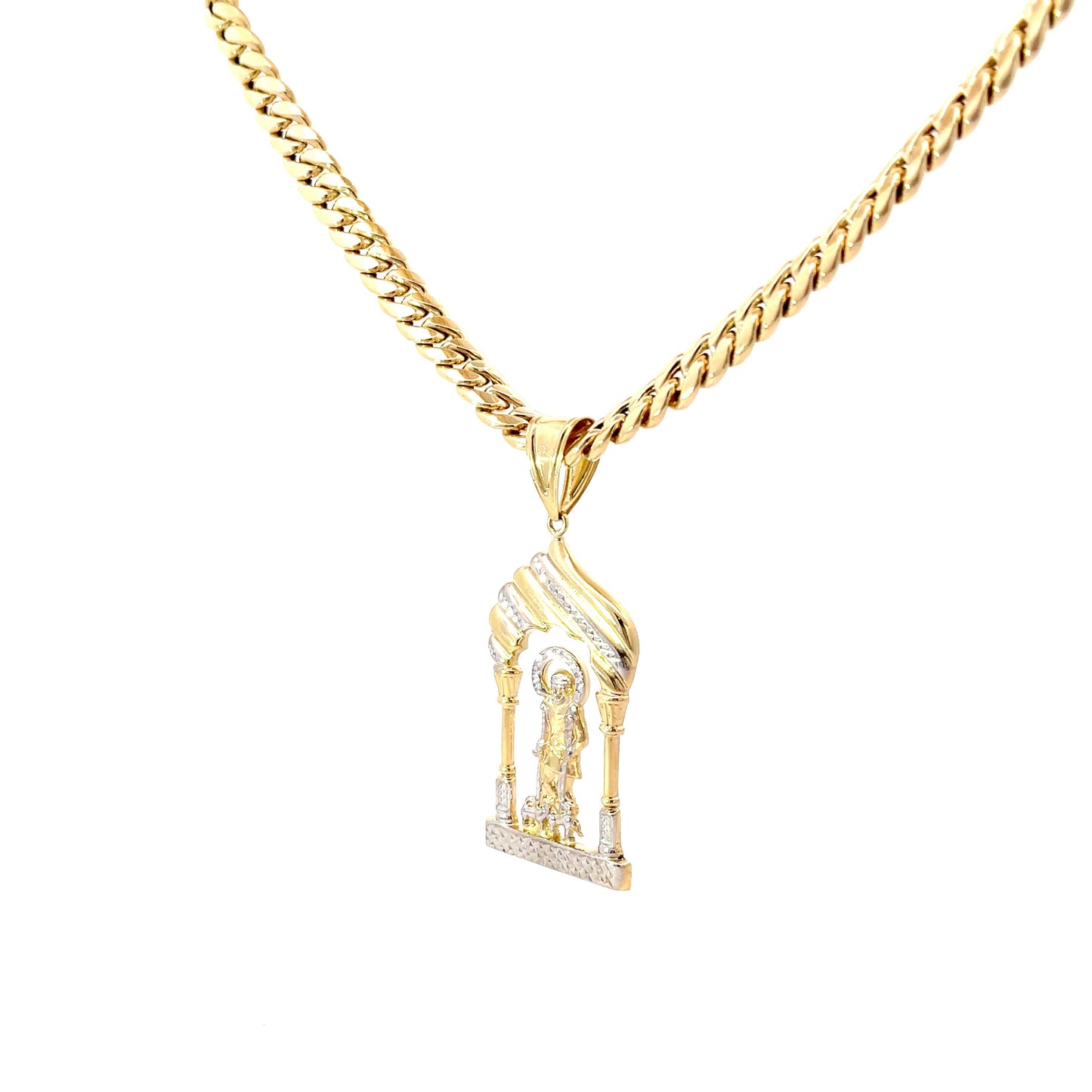 New 14k San Lazaro Pendant & Miami Cuban Choker (7.4MM) H.J™️