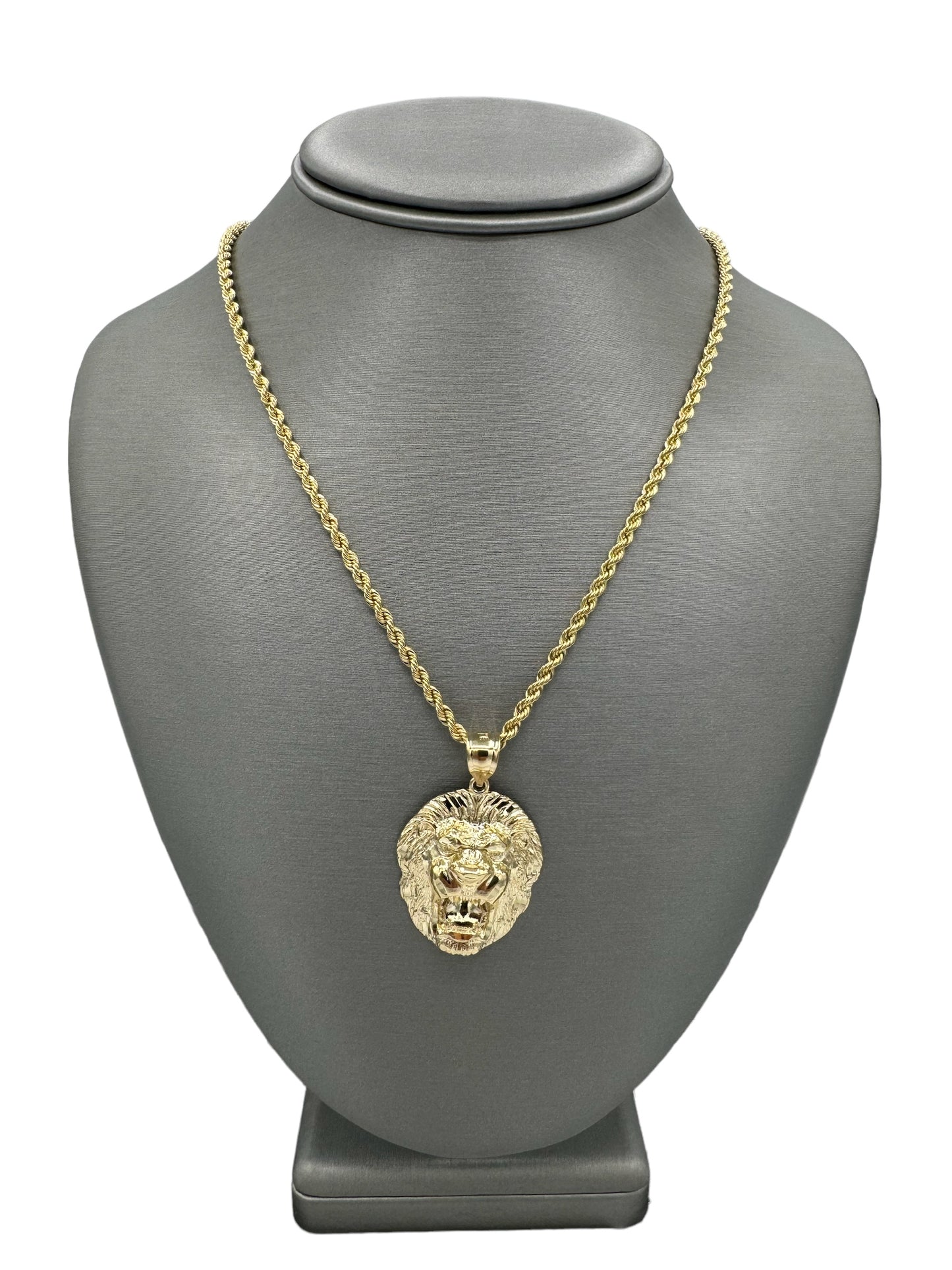 New 14K Lion Face Pendant & Rope Chain (3.0MM) H.J™️