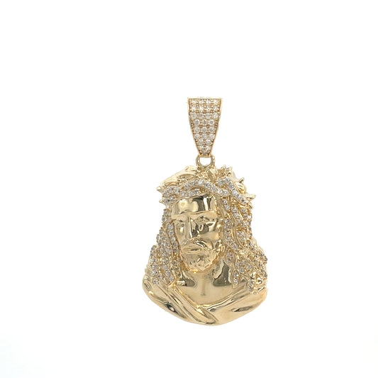 New 14K CZ Jesus Pendant H.J™️