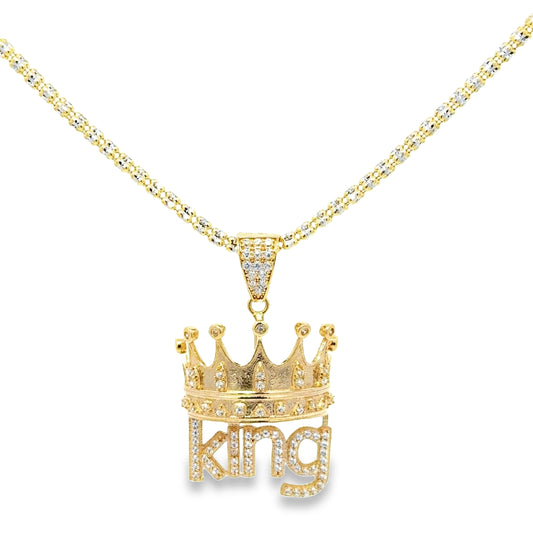 New 14K CZ King Pendant & Ice Chain (2.5MM). H.J™️