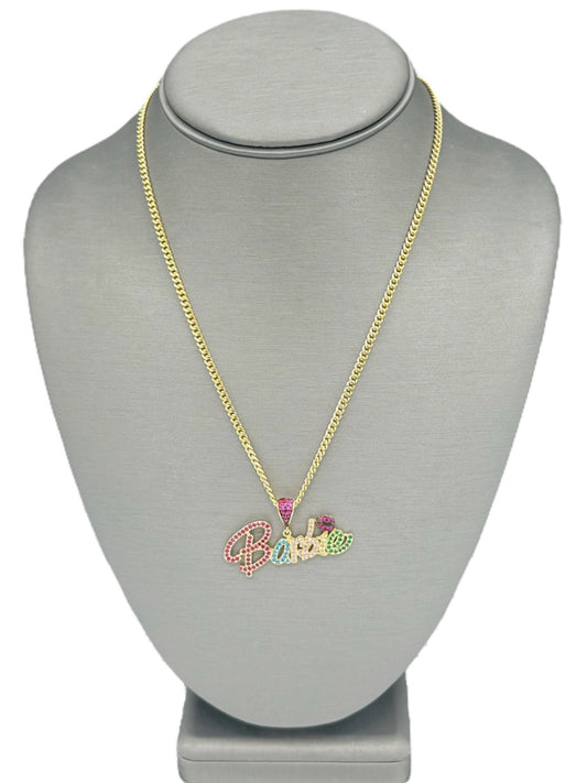 New 14K CZ Barbie Pendant & Miami Cuban Chain. H.J™️