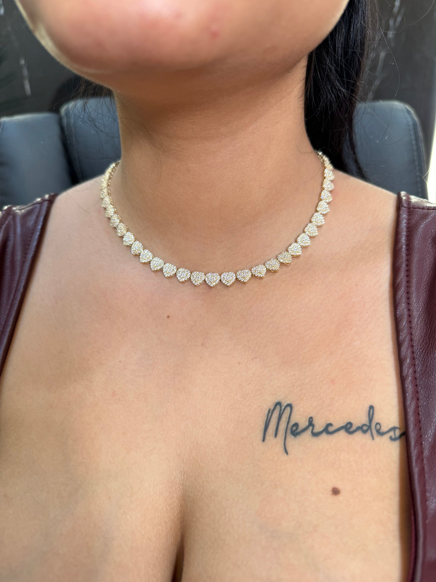 New 14K CZ Heart Choker (16”). H.J™️