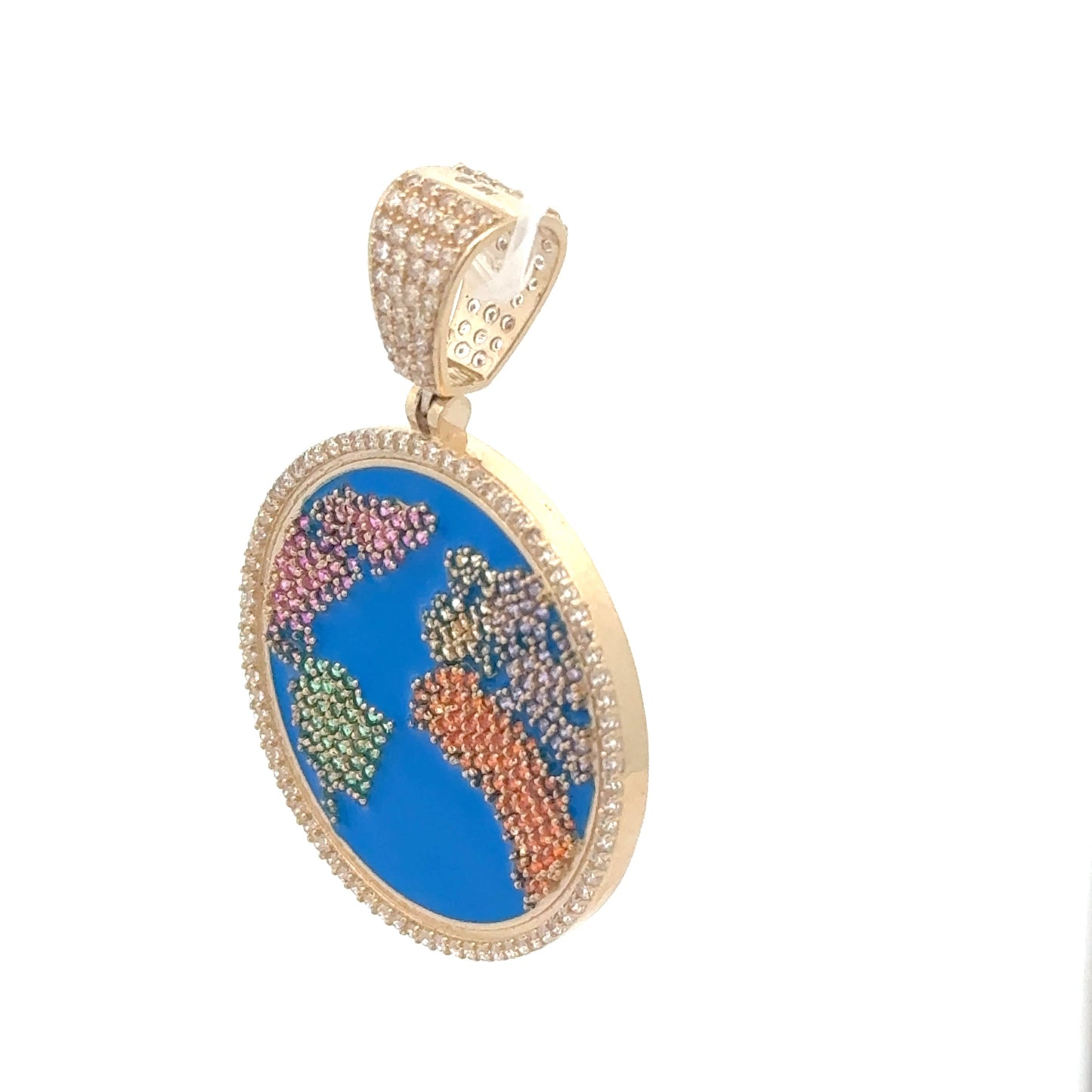 New 14K CZ World Map Pendant. H.J™️