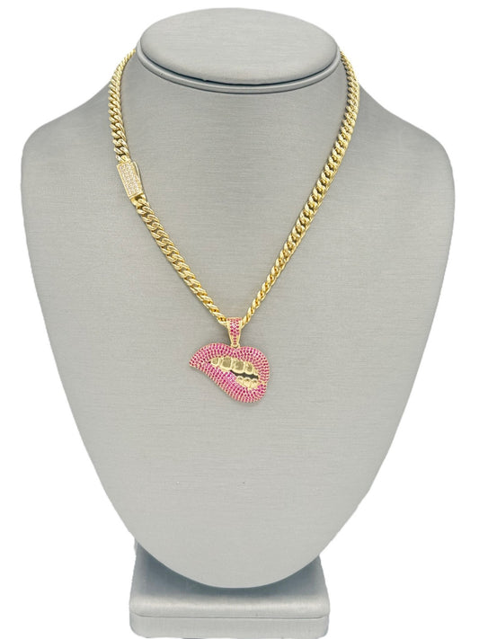 New 14K CZ Lips Pendant & Women Choker. H.J™️