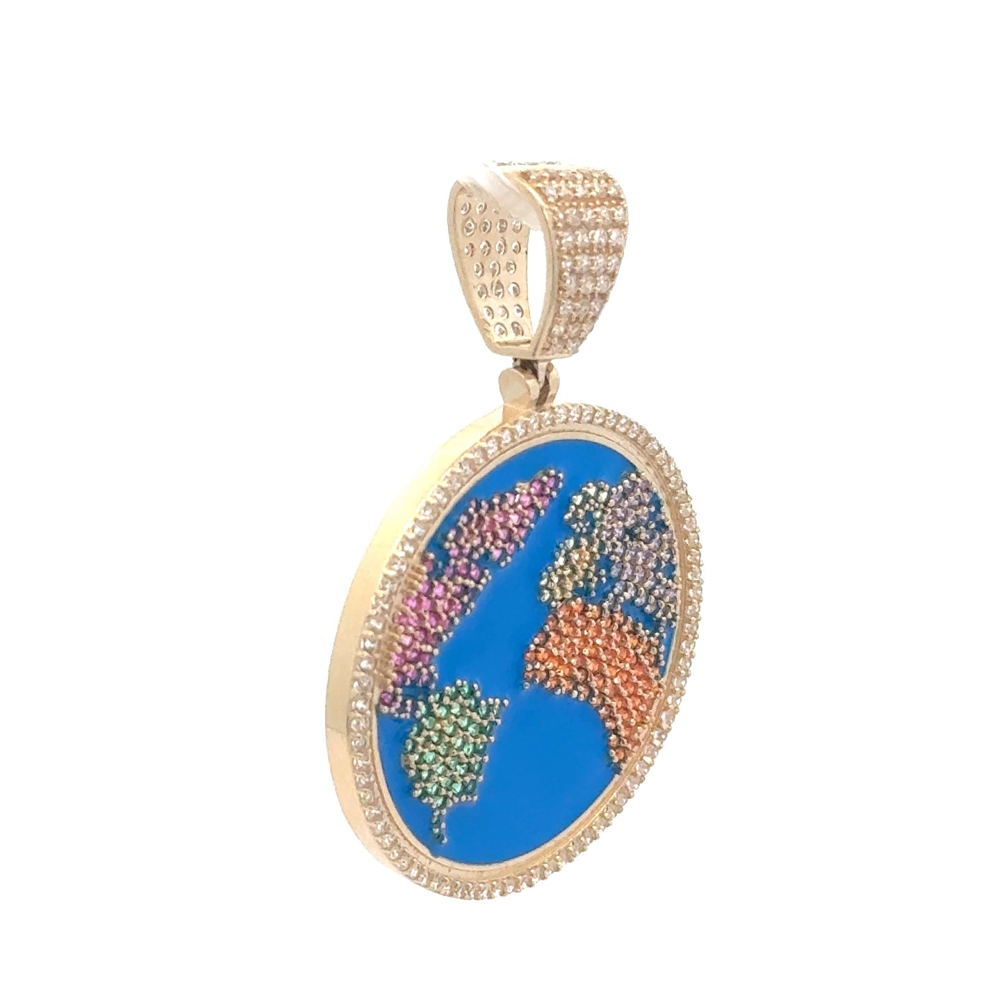 New 14K CZ World Map Pendant. H.J™️