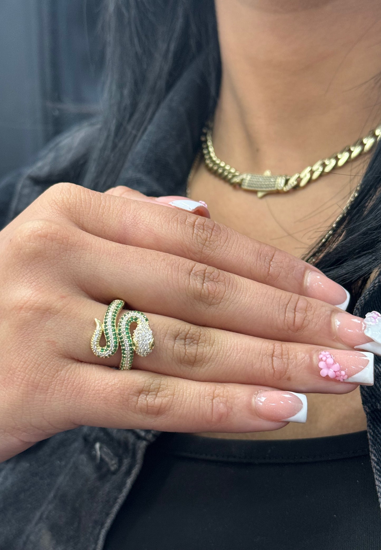 New 14K CZ Green Snake Ring. H.J™️