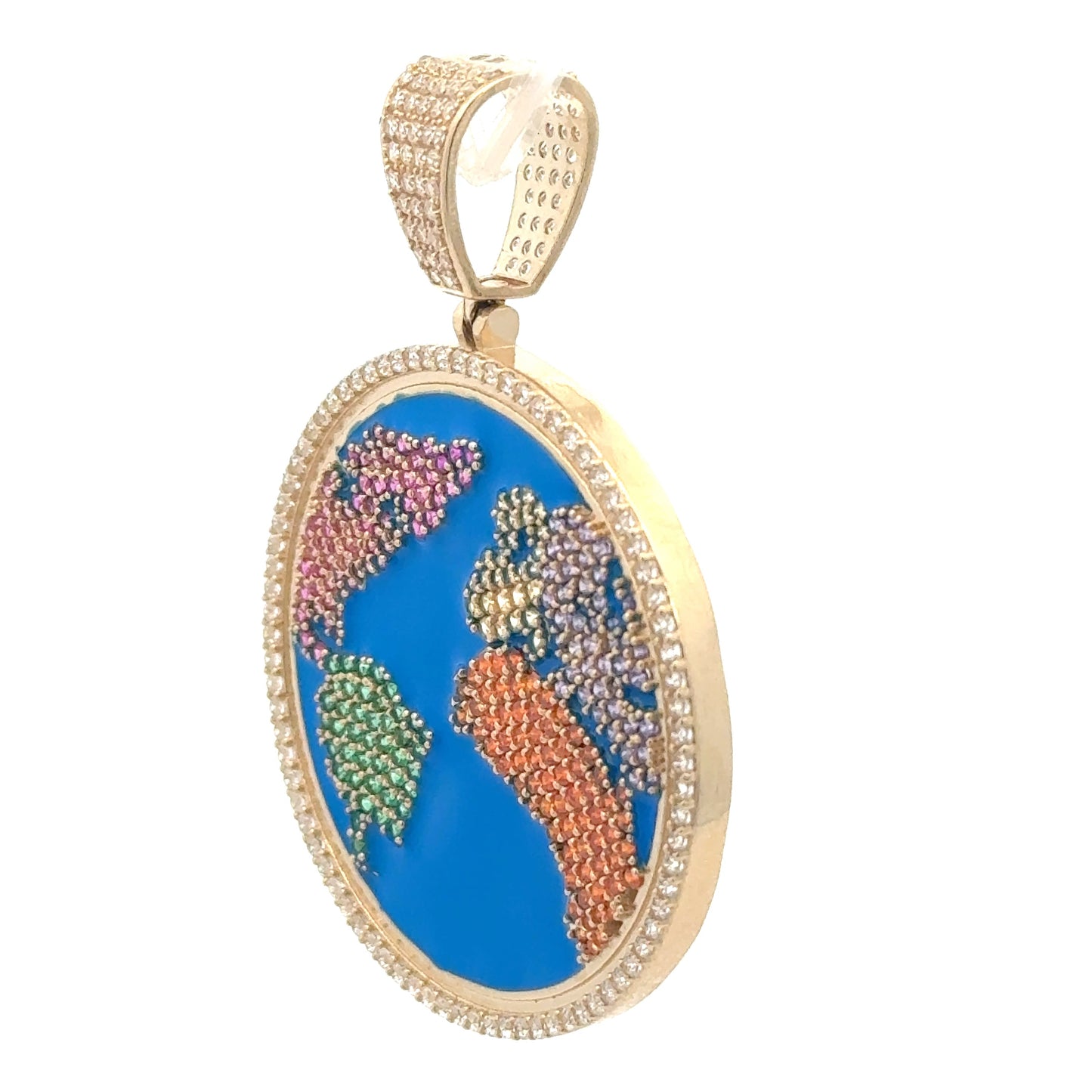 New 14K CZ World Map Pendant. H.J™️