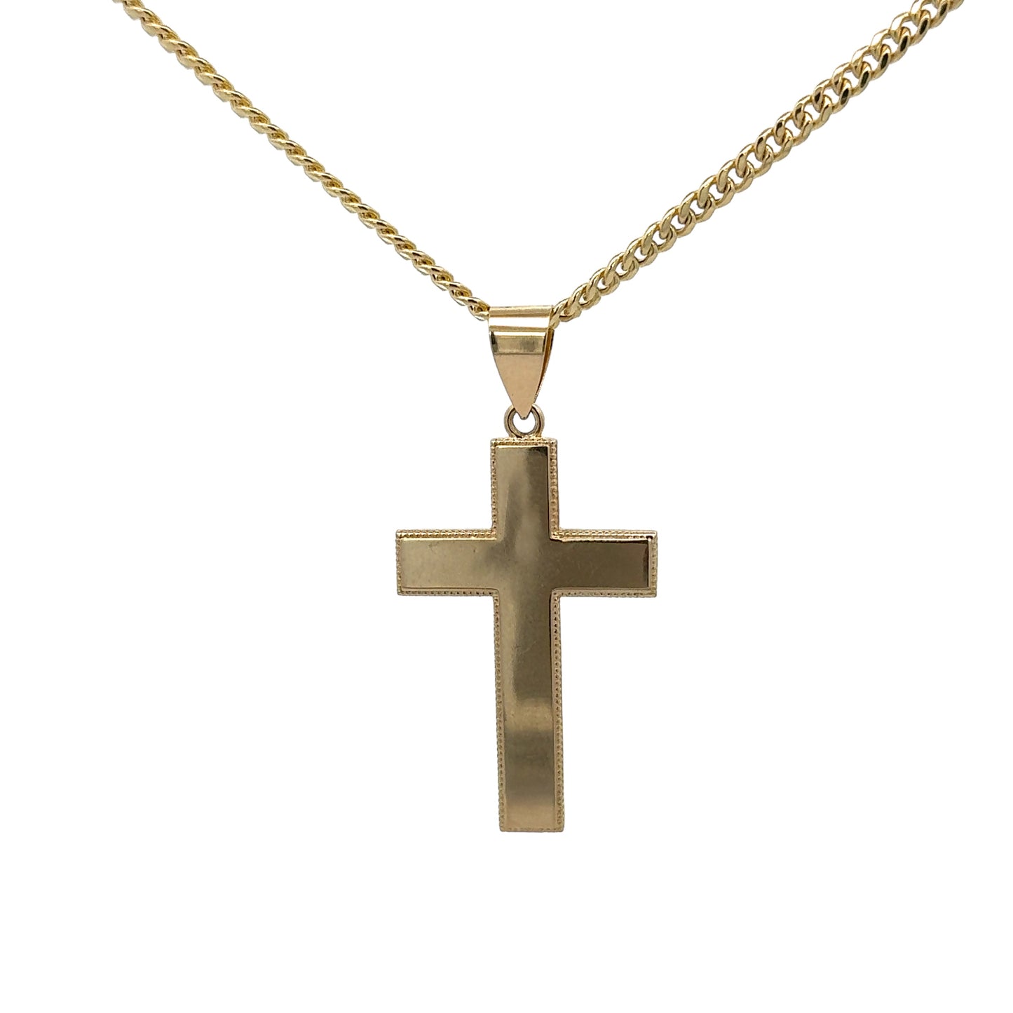 New 14K Cross Pendant & Miami Cuban Chain (2.9MM). H.J™️