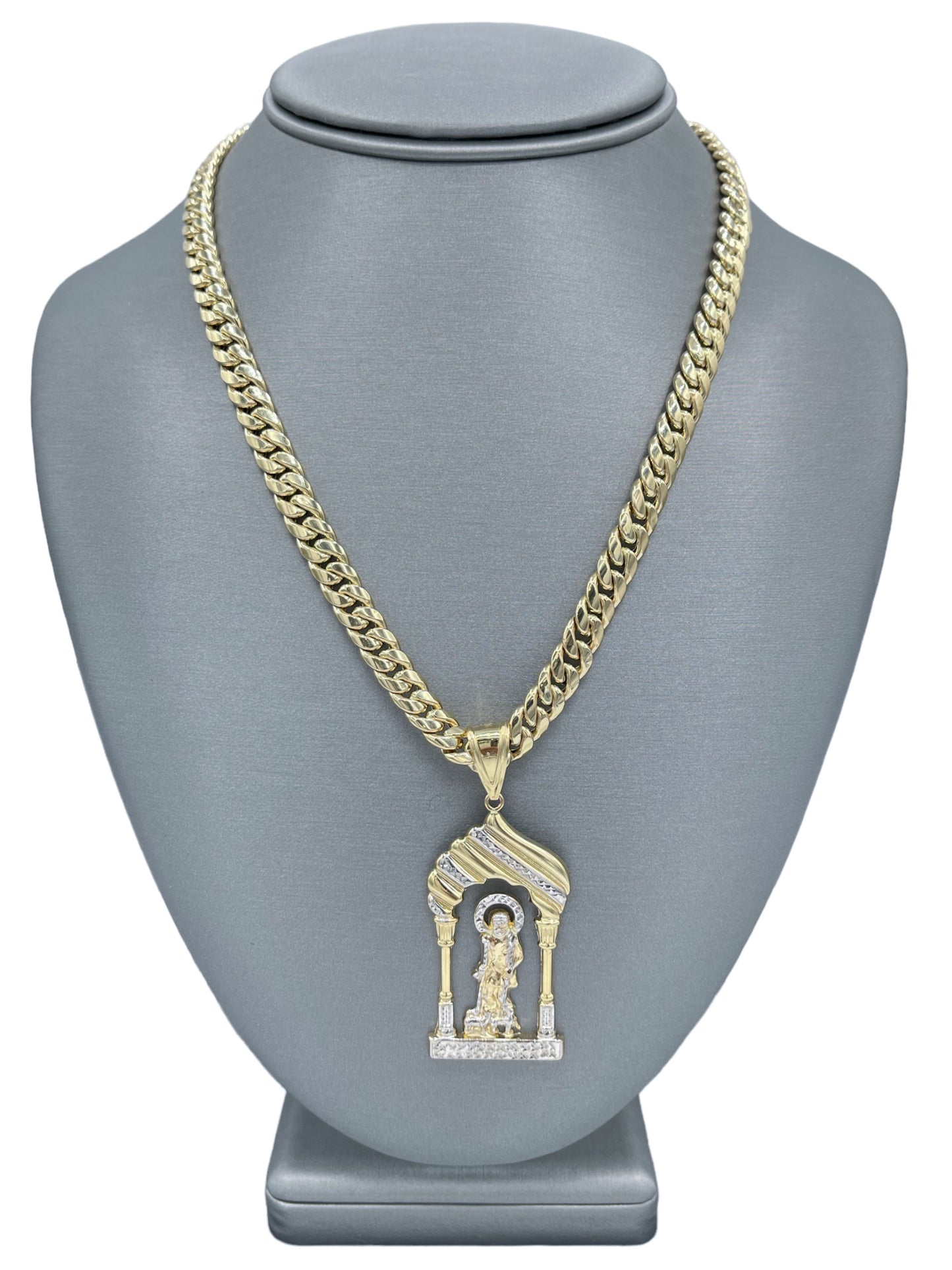 New 14k San Lazaro Pendant & Miami Cuban Choker (7.4MM) H.J™️