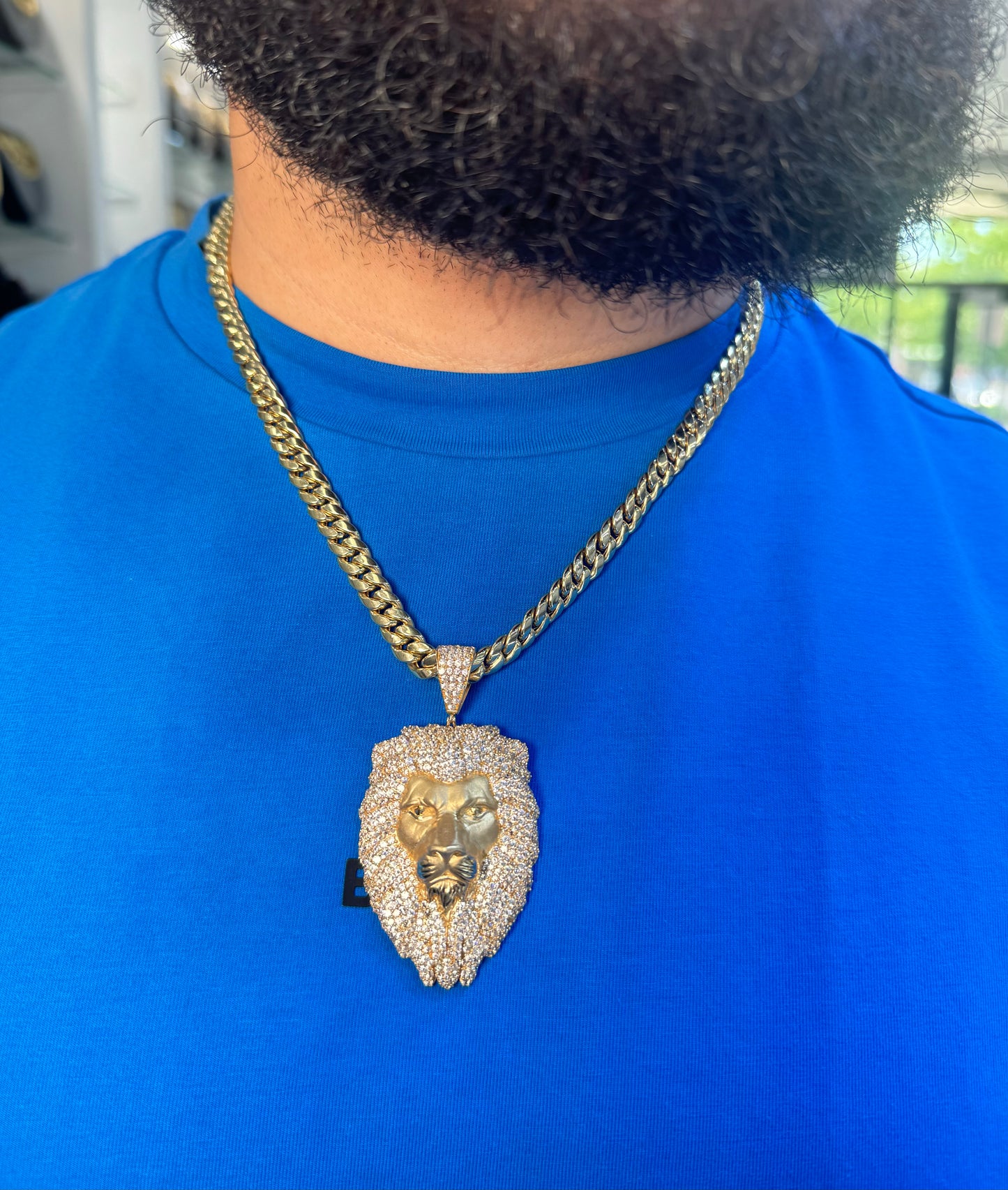 New 14K CZ Lion Pendant & Choker. H.J™️