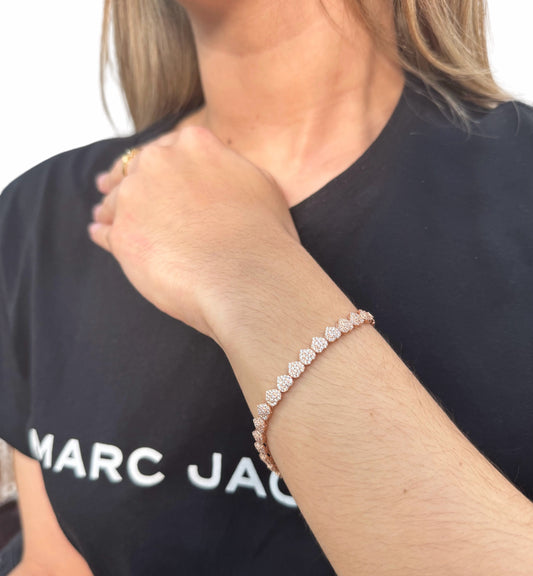 New 14K CZ Rose Gold Heart Bracelet (5.4MM). H.J™️