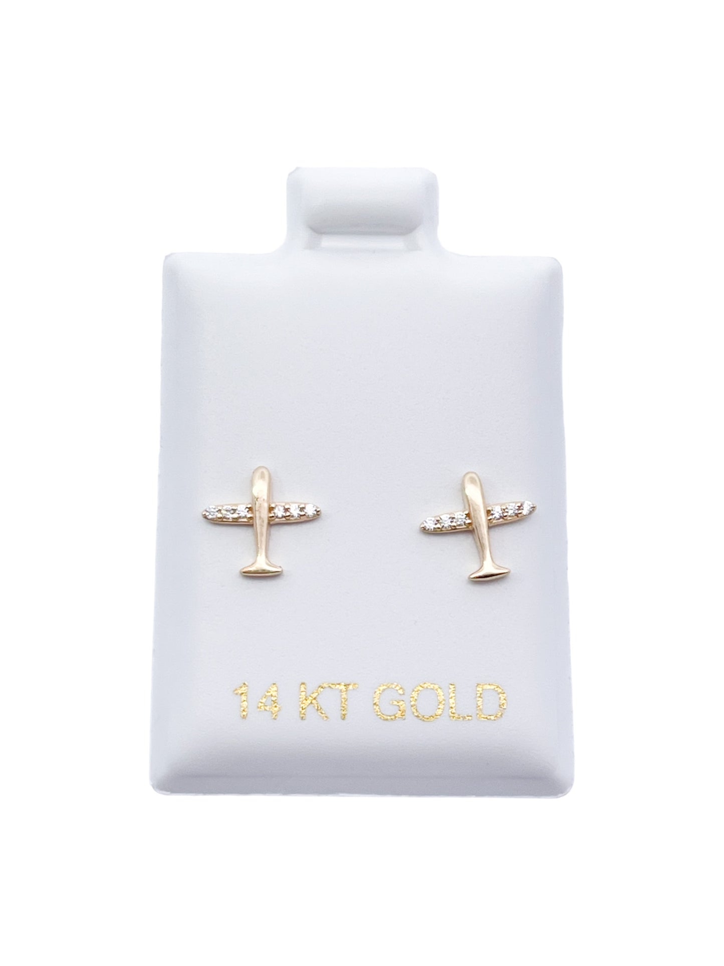 New 14K CZ Airplane Earrings H.J™️