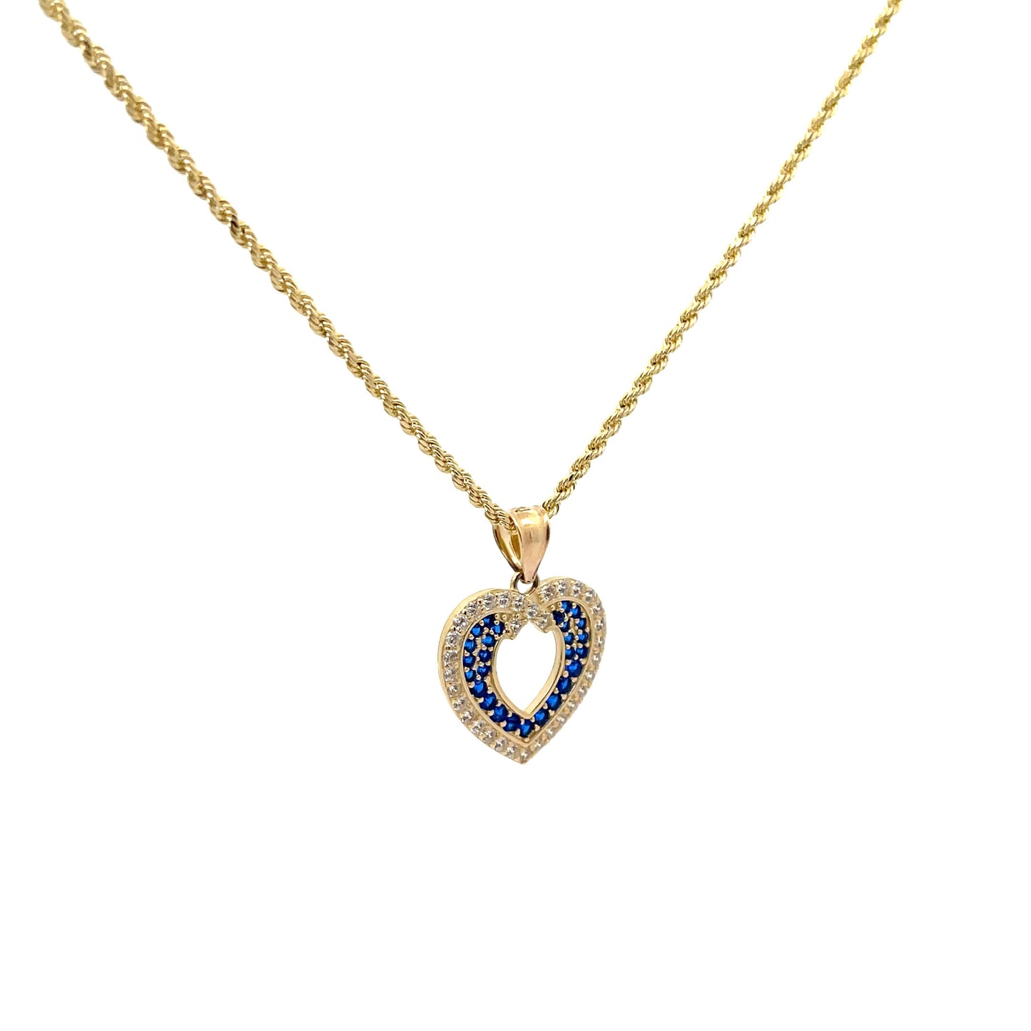 New 14k CZ Heart Pendant & Rope Chain (2.0MM) H.J™️