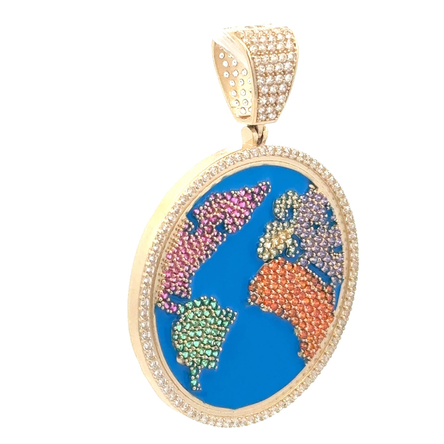 New 14K CZ World Map Pendant. H.J™️