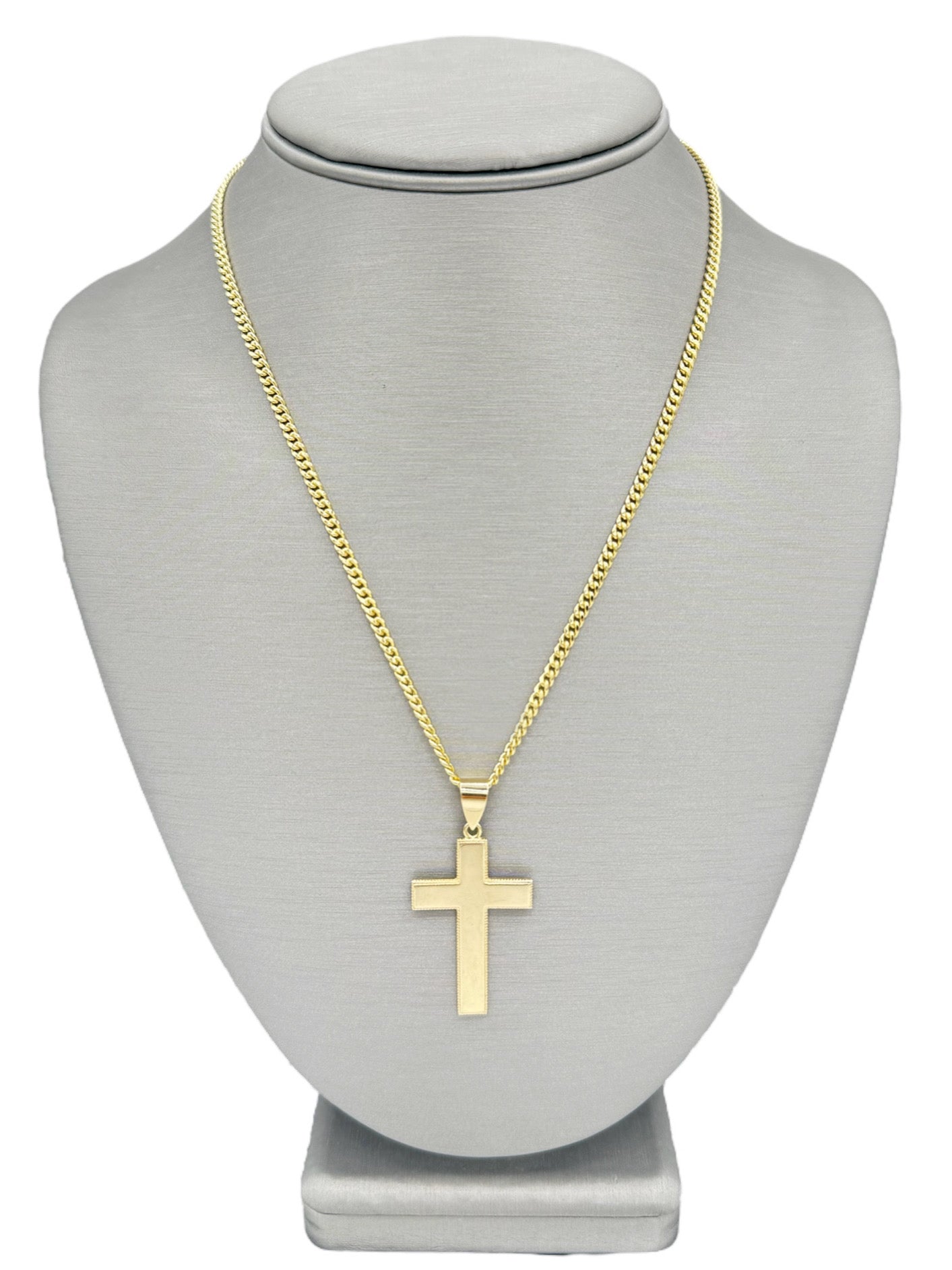 New 14K Cross Pendant & Miami Cuban Chain (2.9MM). H.J™️