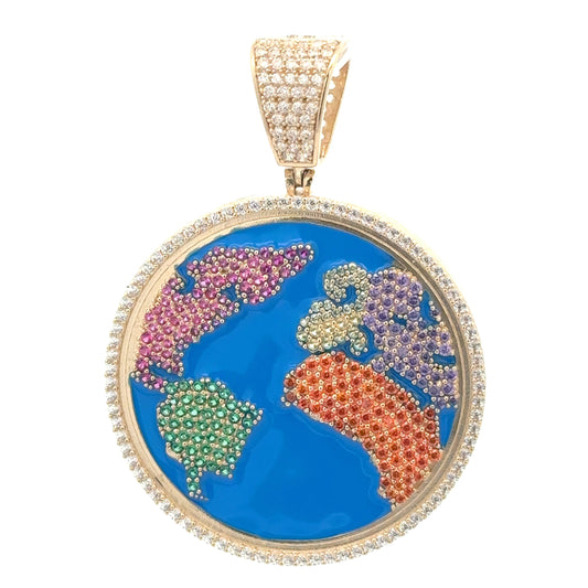 New 14K CZ World Map Pendant. H.J™️