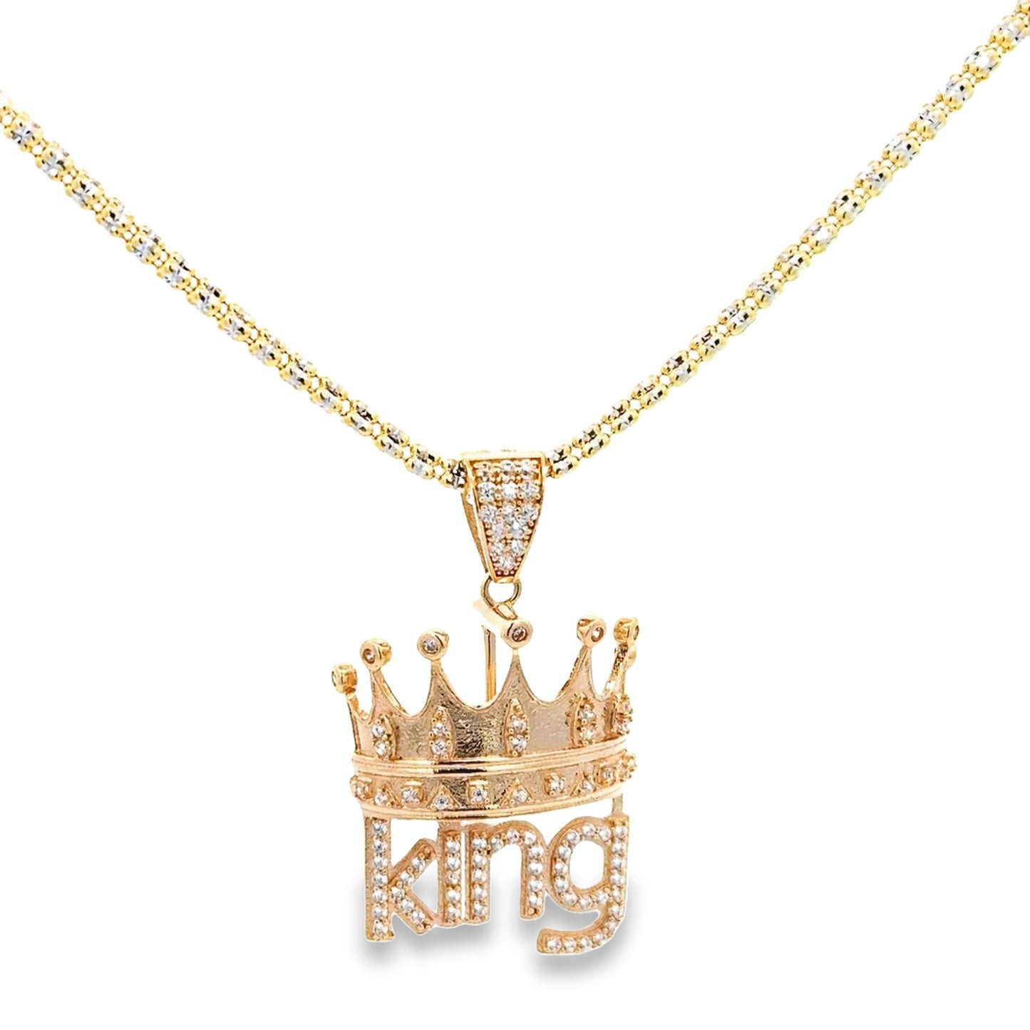 New 14K CZ King Pendant & Ice Chain (2.5MM). H.J™️