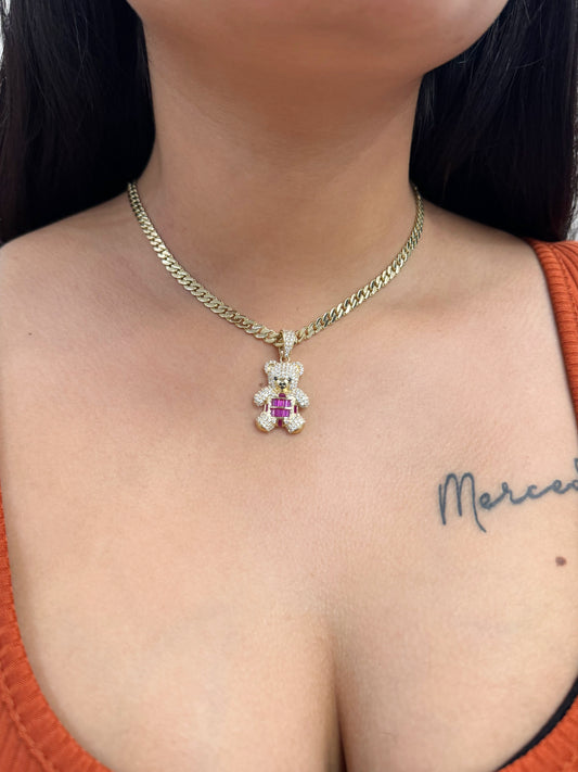 New 14K CZ Teddy Bear Pendant & Itallo Choker (16"). H.J™️