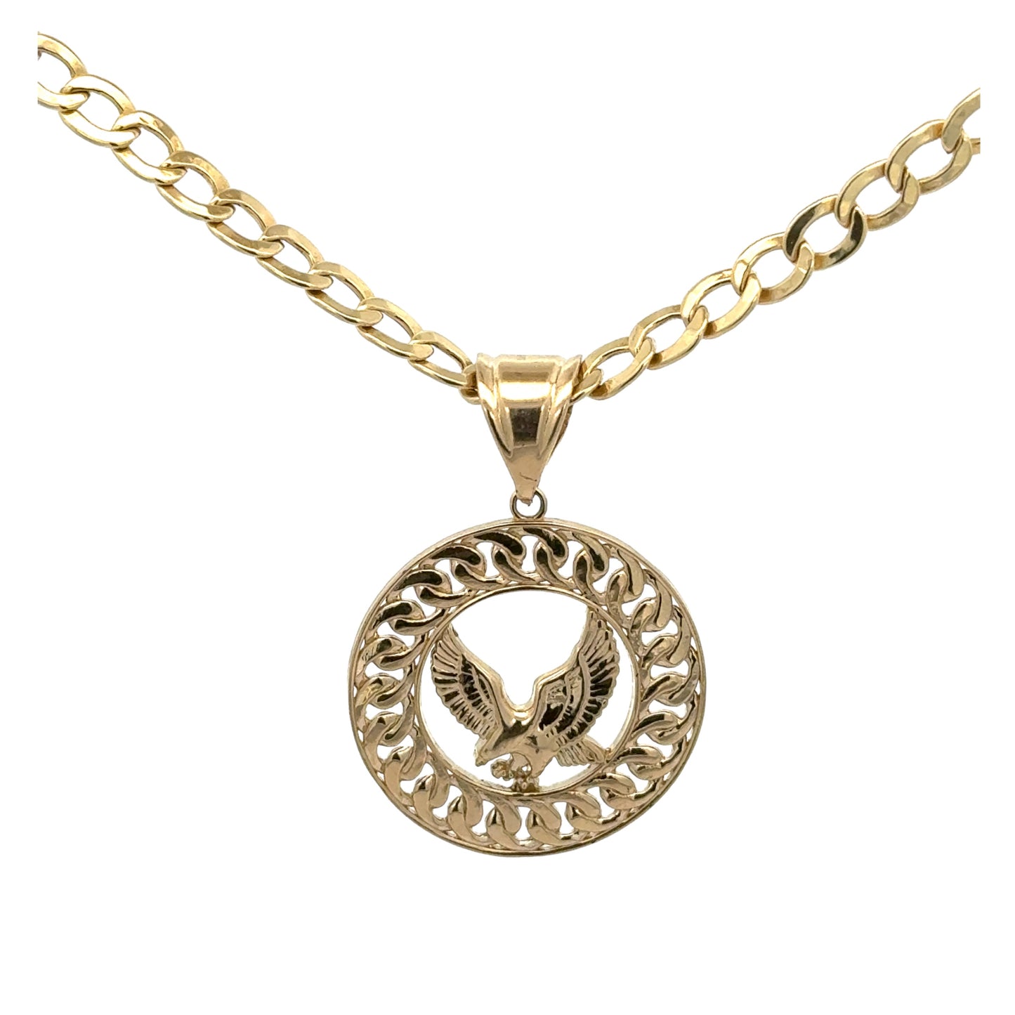 New 14K Round Eagle Pendant & Cuban Chain Pendant (5.7MM) H.J™️