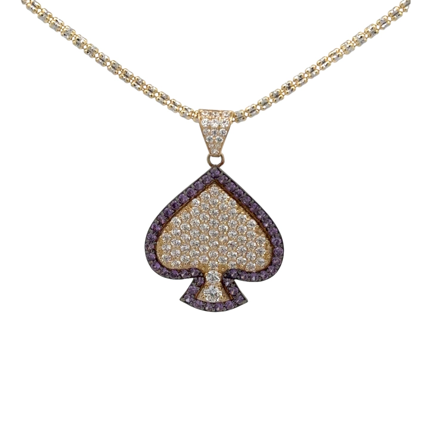 New 14K CZ Poker Pendant & Ice Chain (2.5MM). H.J™️